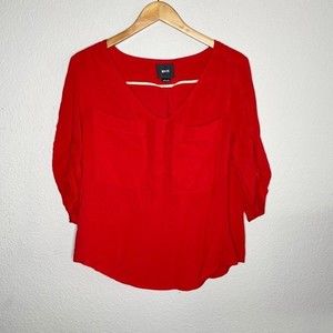 Maeve Anthropologie 3/4 Sleeve Pocket Red Top Size Medium